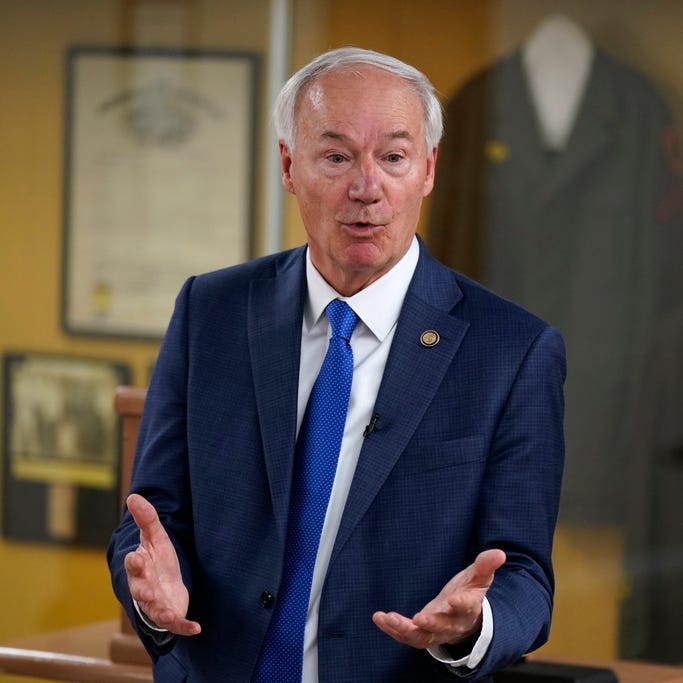 Republican presidential candidate former Arkansas Gov. Asa Hutchinson speaks during a meet and greet at the VFW Post 9127, Thursday, April 13, 2023, in Des Moines, Iowa.