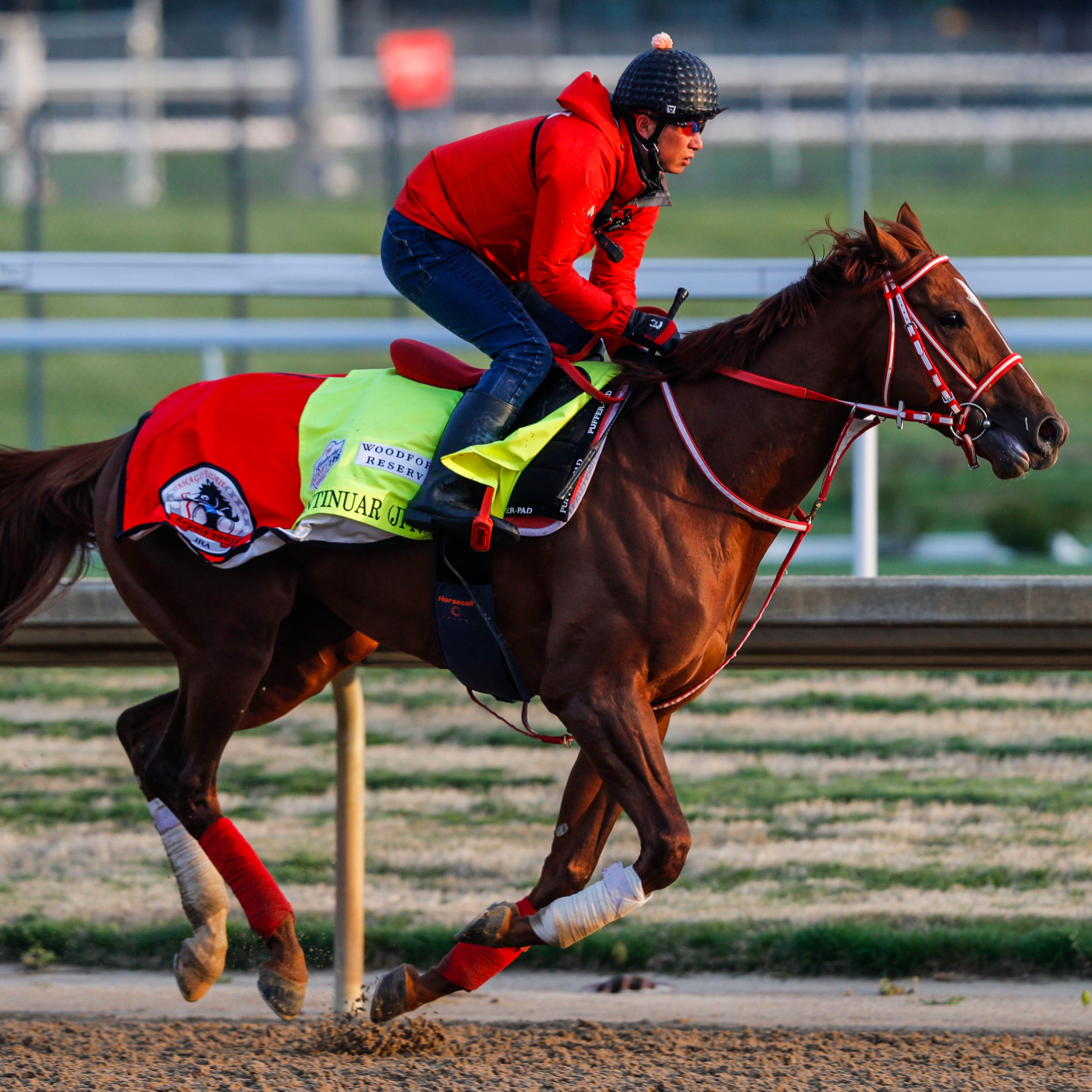 Assistant trainer Takahide Ando worked Continuar Wednesday April 25, 2023 at Churchill Downs in Louisville, Ky.