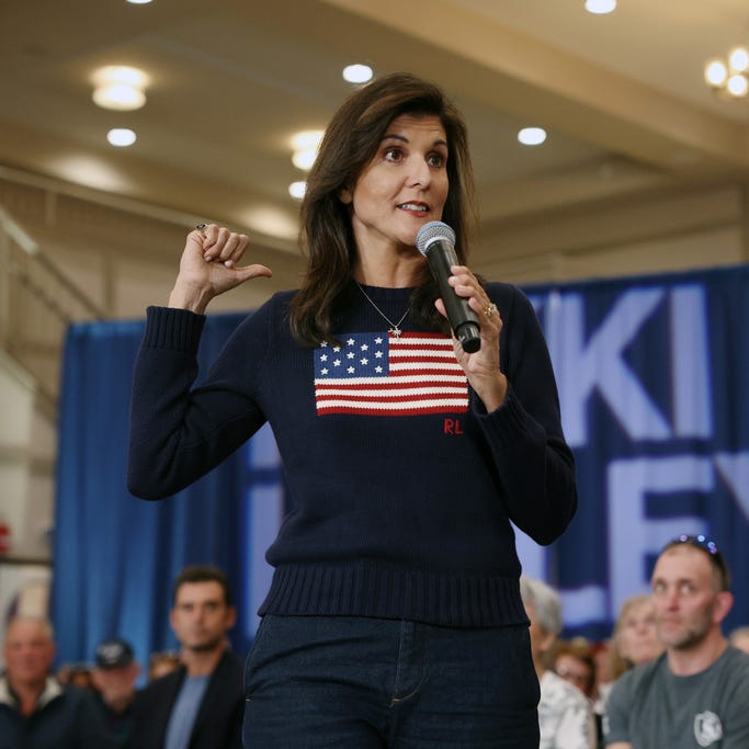 Republican presidential candidate and former U.N. Ambassador Nikki Haley speaks at a town hall event in New Hampshire on April 26, 2023 in Bedford, New Hampshire.