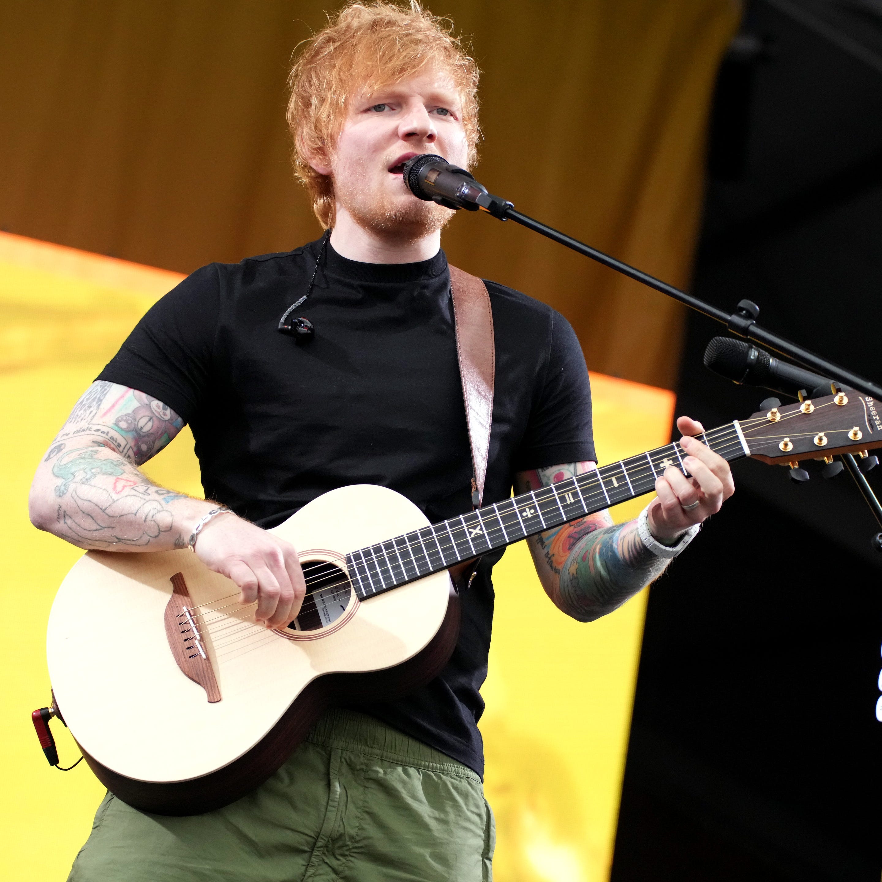 April 29, 2023 : Ed Sheeran performs onstage at the 2023 New Orleans Jazz & Heritage Festival at Fair Grounds Race Course in New Orleans, Louisiana.