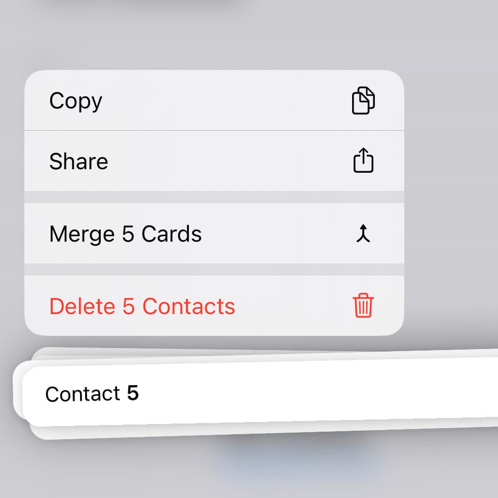 You can delete several contacts by selecting and dragging multiple names in the app.