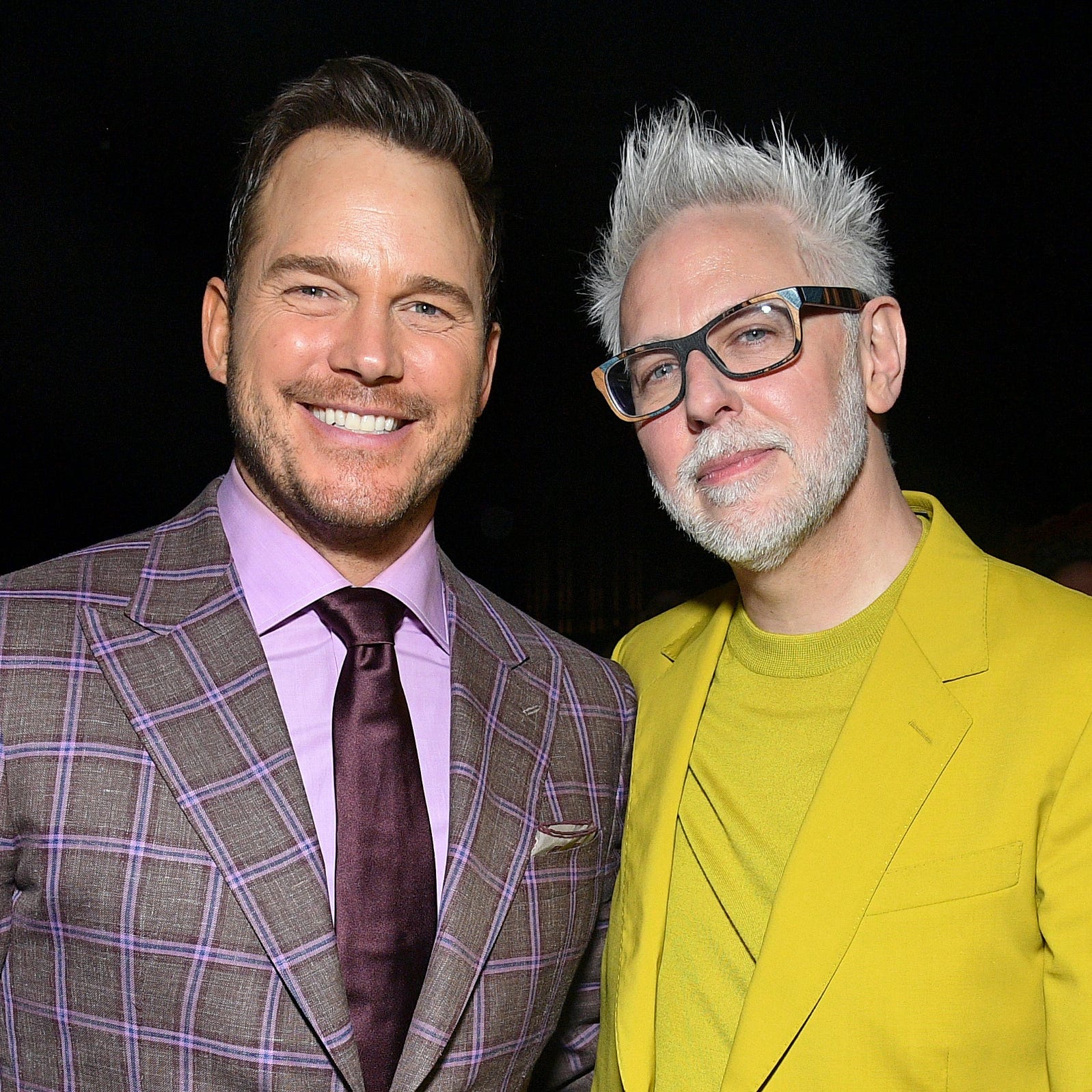 Chris Pratt (left) and James Gunn attend the "Guardians of the Galaxy Vol. 3" world premiere in Hollywood.