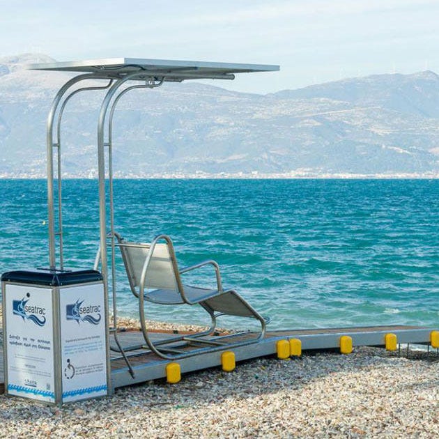 The Seatrac system allows for people with mobility issues to enter the water unassisted.