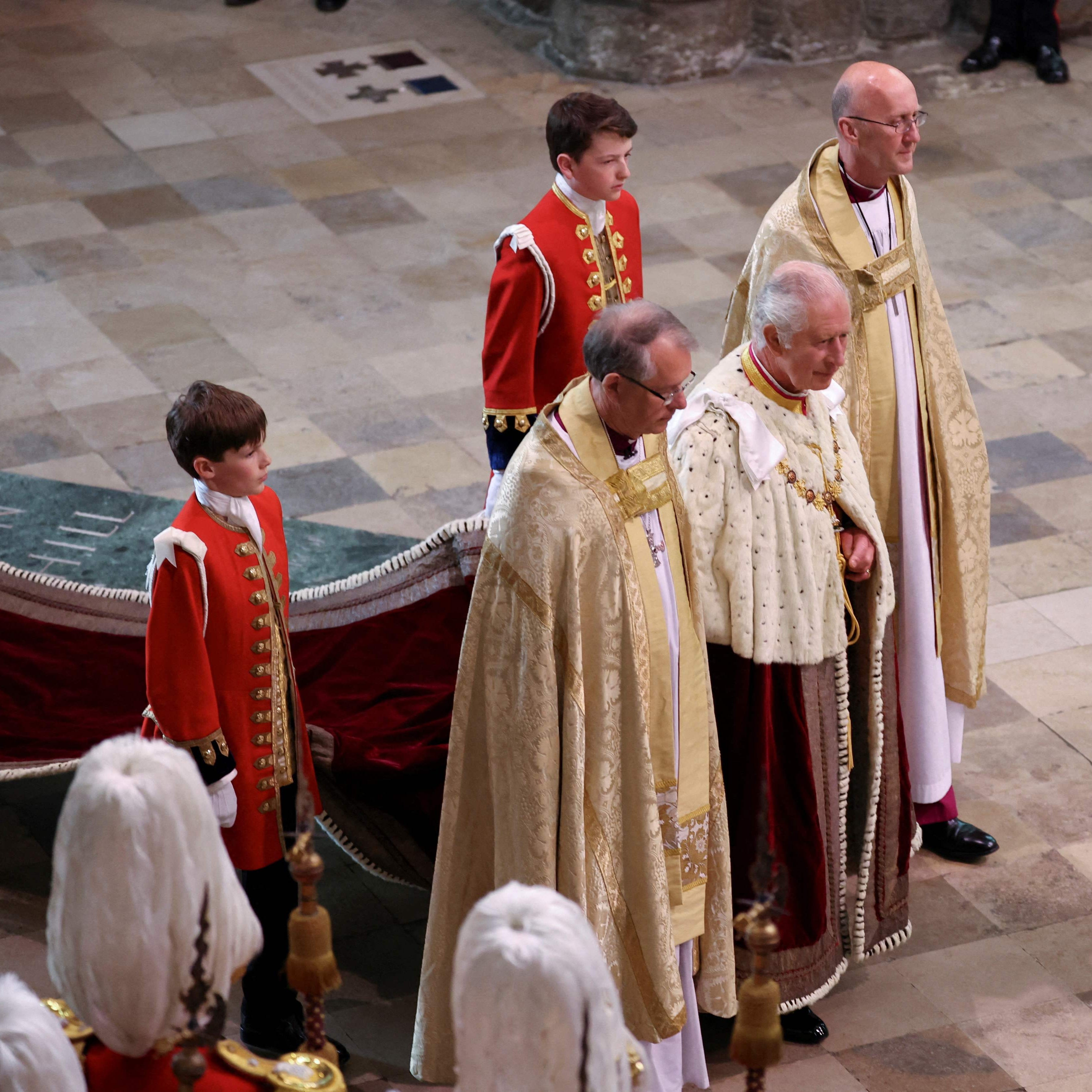 King Charles III arrives at Westminster Abbey in central London on May 6, 2023, for his coronation.