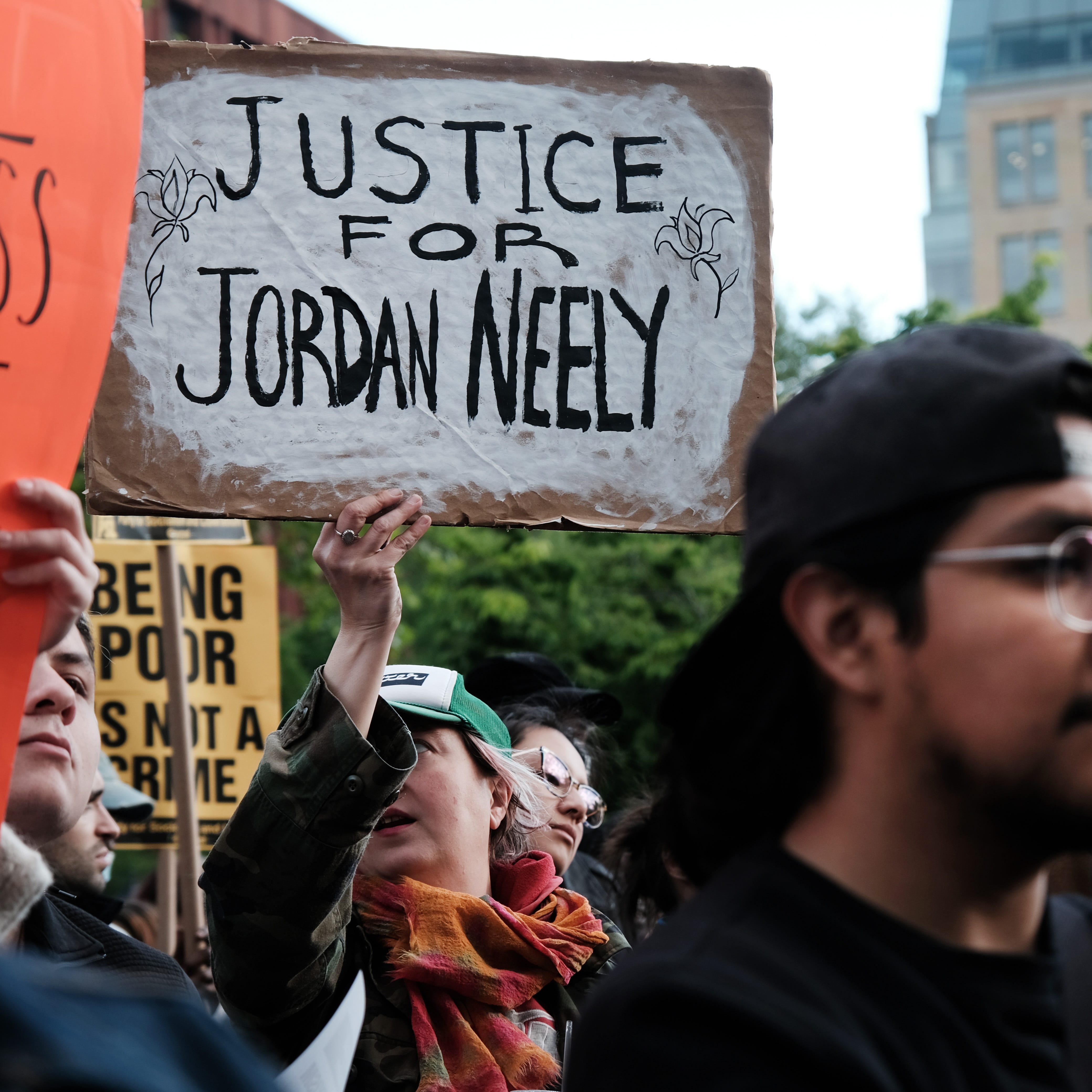 NEW YORK, NEW YORK - MAY 05: Protesters gather for a "Justice for Jordan Neely" rally in Washington Square Park on May 05, 2023 in New York City. According to police and a witness account, Neely, who was 30 years old and residing in a shelter, died after being placed in a chokehold by a 24-year-old man on a subway train in New York City on Monday. Increasingly, activists are calling for the man who used the chokehold on Neely to be apprehended. (Photo by Spencer Platt/Getty Images) ORG XMIT: 775974812 ORIG FILE   ID: 1487850958