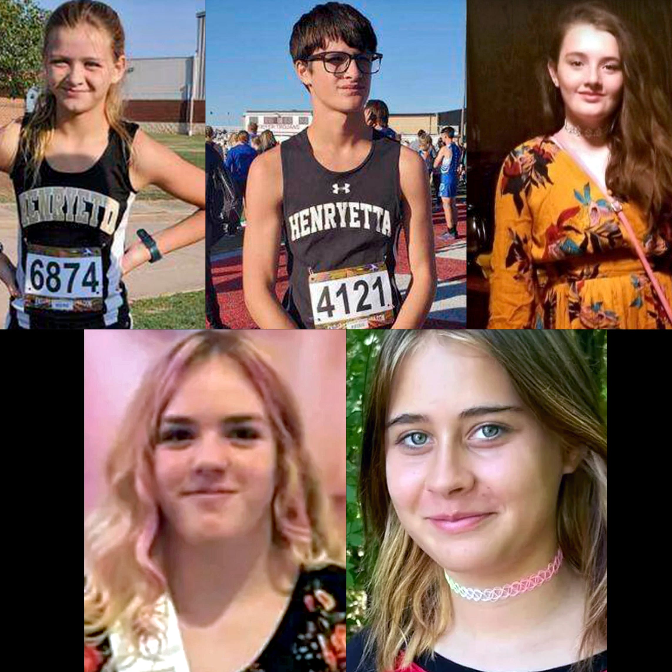 Henryetta victims    Top Row- This undated photo provided by Janette Mayo shows from left, Tiffany Guess, Michael Mayo and Rylee Elizabeth Allen (Courtesy Janette Mayo via AP)    Bottom Row- Brittany Brewer, left, and Ivy Webster. Photo via GoFundMe Fundraiser. 