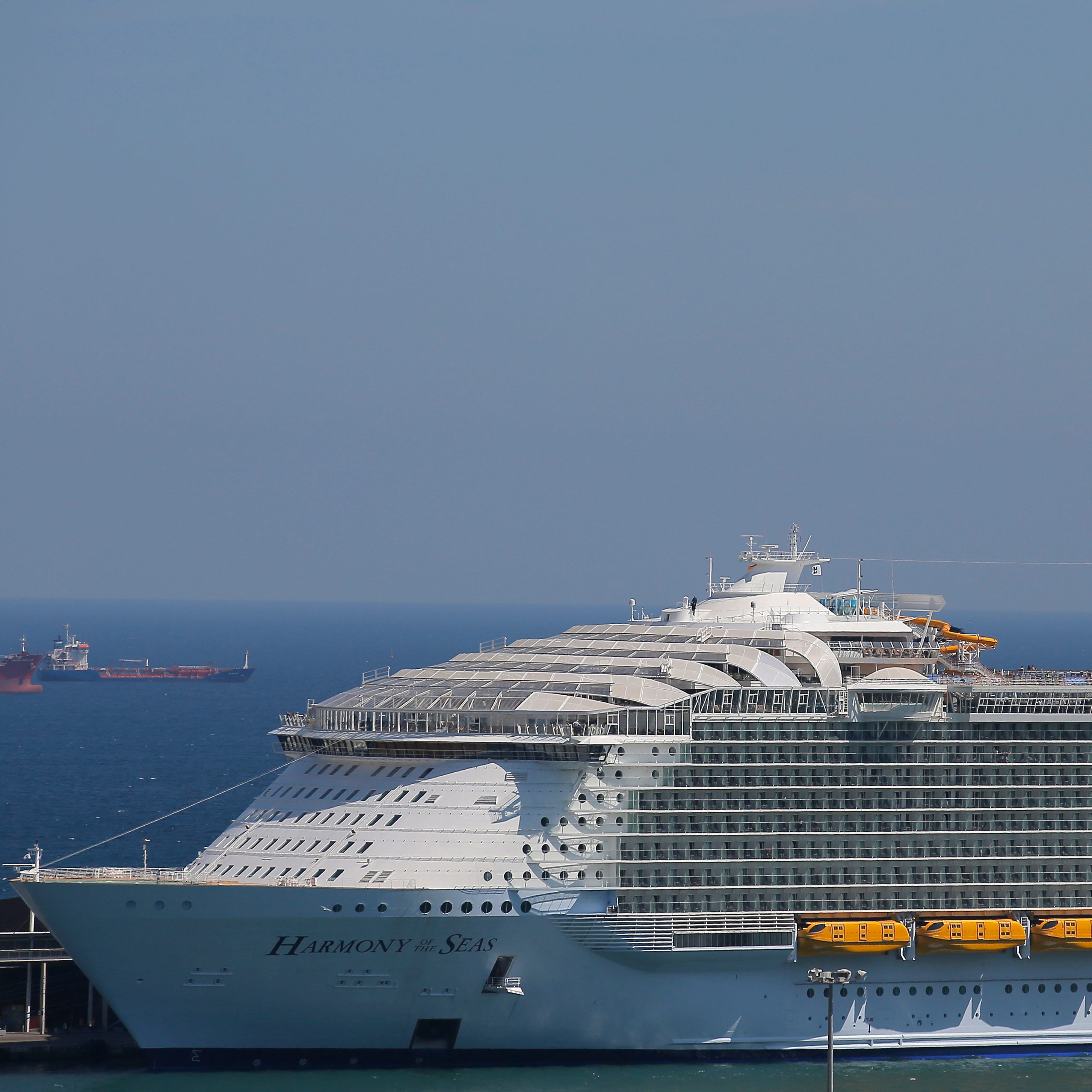 A view of  the "Harmony of the Seas" ship docked in Barcelona, Spain, Sunday, June 5, 2016.