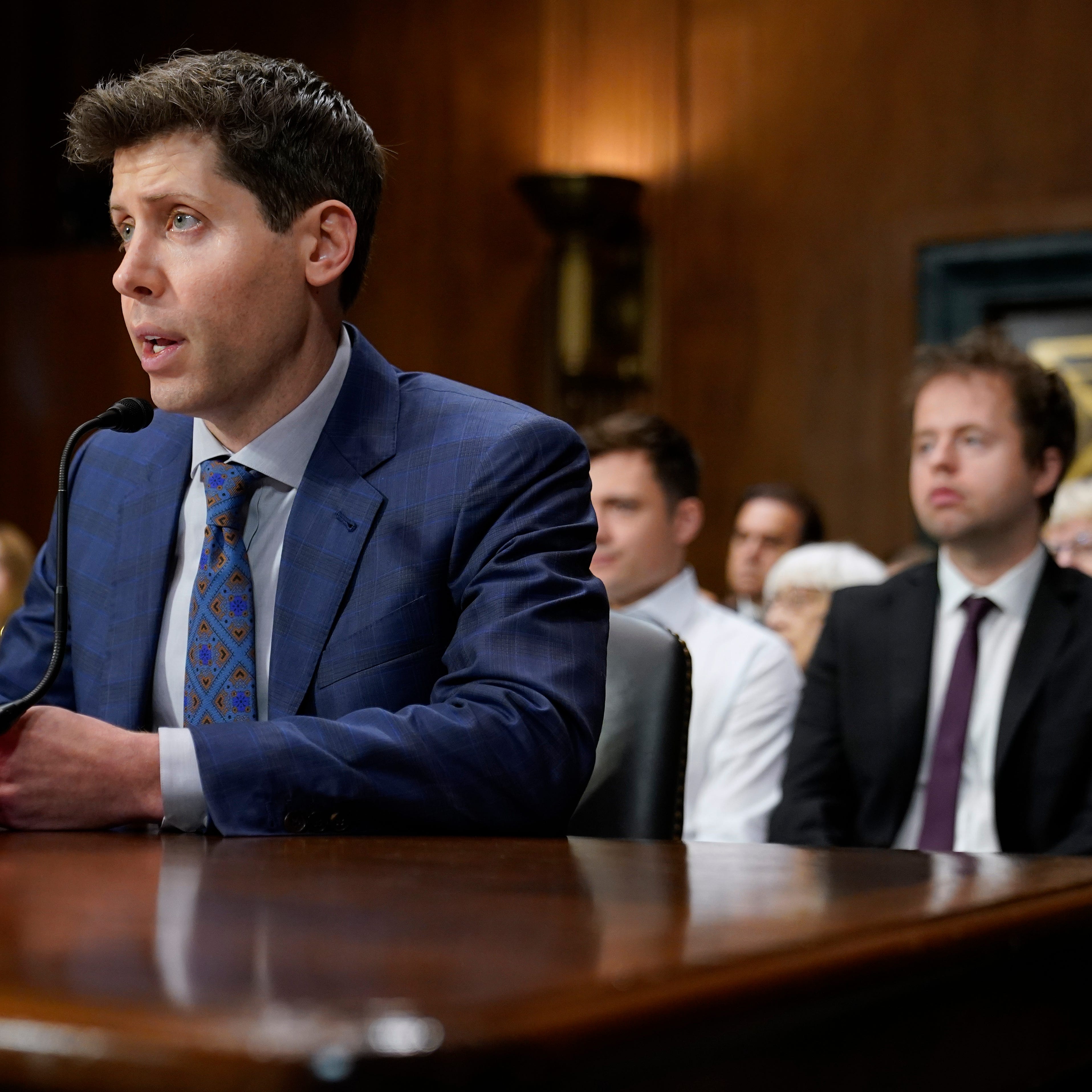 OpenAI CEO Sam Altman speaks at a Senate Judiciary Subcommittee on Privacy, Technology and the Law hearing on artificial intelligence, Tuesday, May 16, 2023, on Capitol Hill in Washington. (AP Photo/Patrick Semansky)