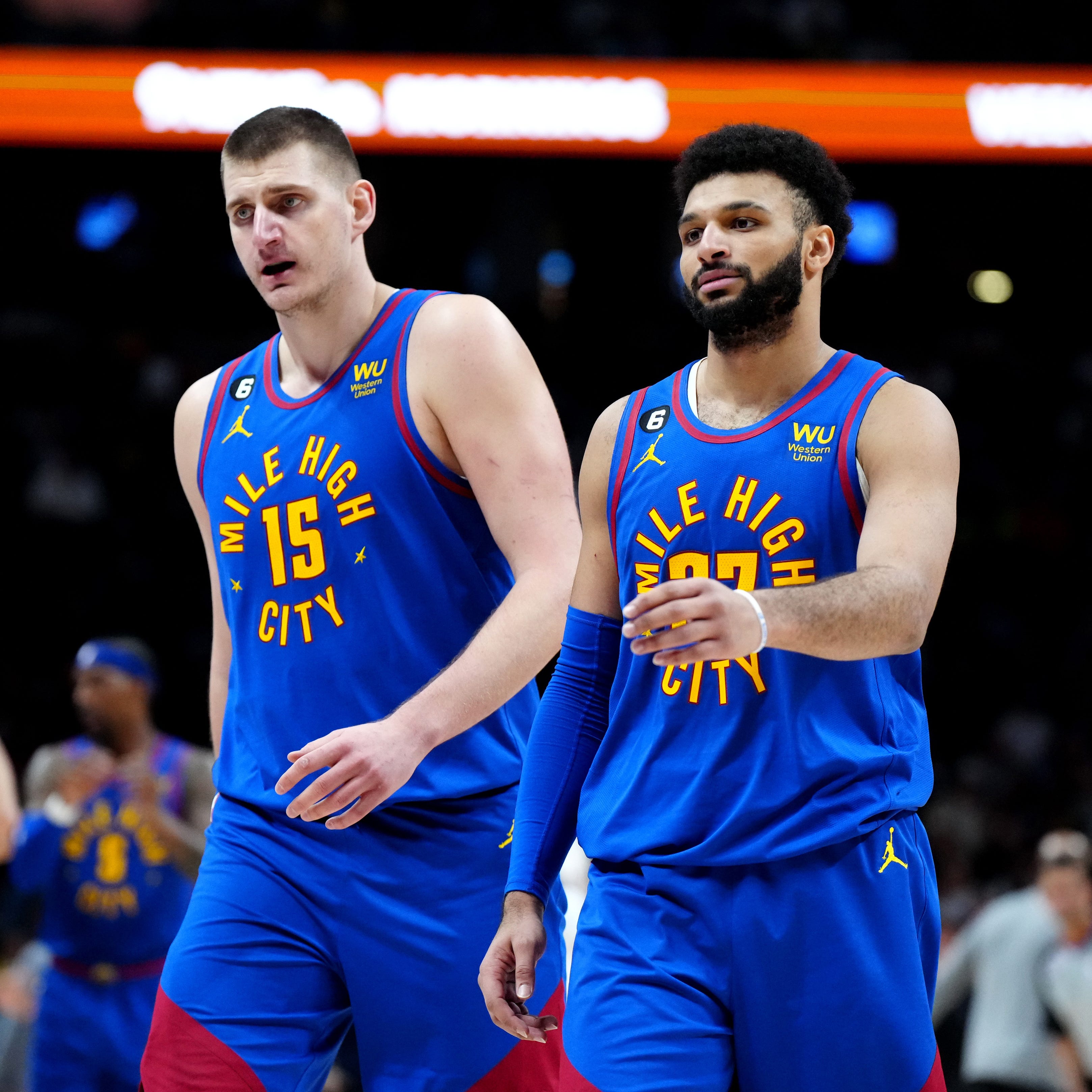 Nuggets stars Nikola Jokic, left, and Jamal Murray have led Denver to the NBA Finals in search of their first championship.