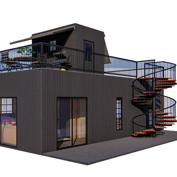 An example of a pre-fabricated home sold at Home Depot in June, 2023, for roughly $44,000. The "Getaway Pad" steel frame home kit was produced by PLUS 1 Homes.