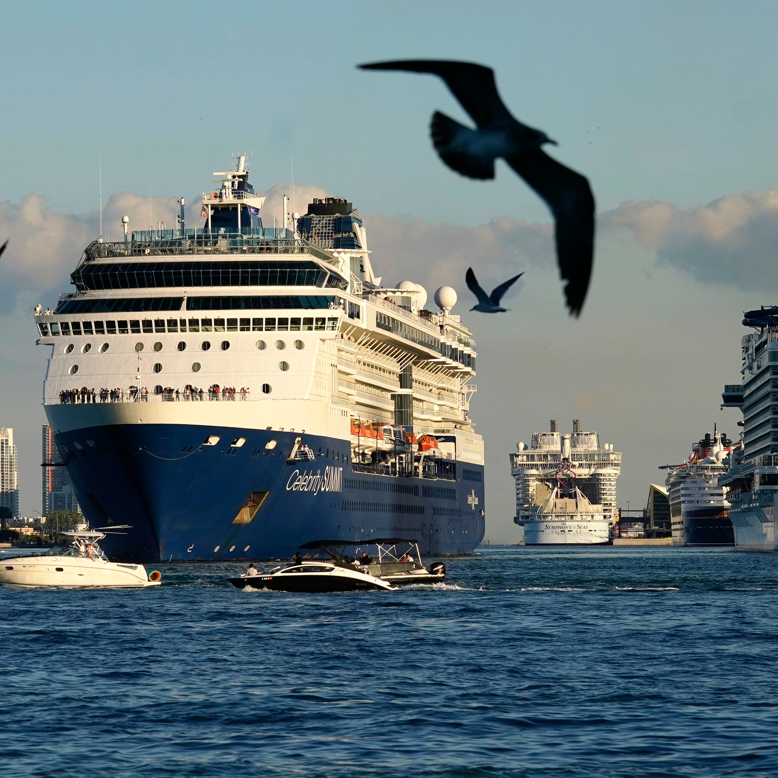 The Celebrity Summit cruise ship prepares to depart from PortMiami, Saturday, Nov. 27, 2021, in Miami.