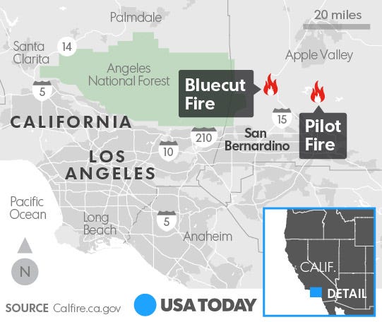 82,000 ordered to evacuate as fire rages near San Bernardino