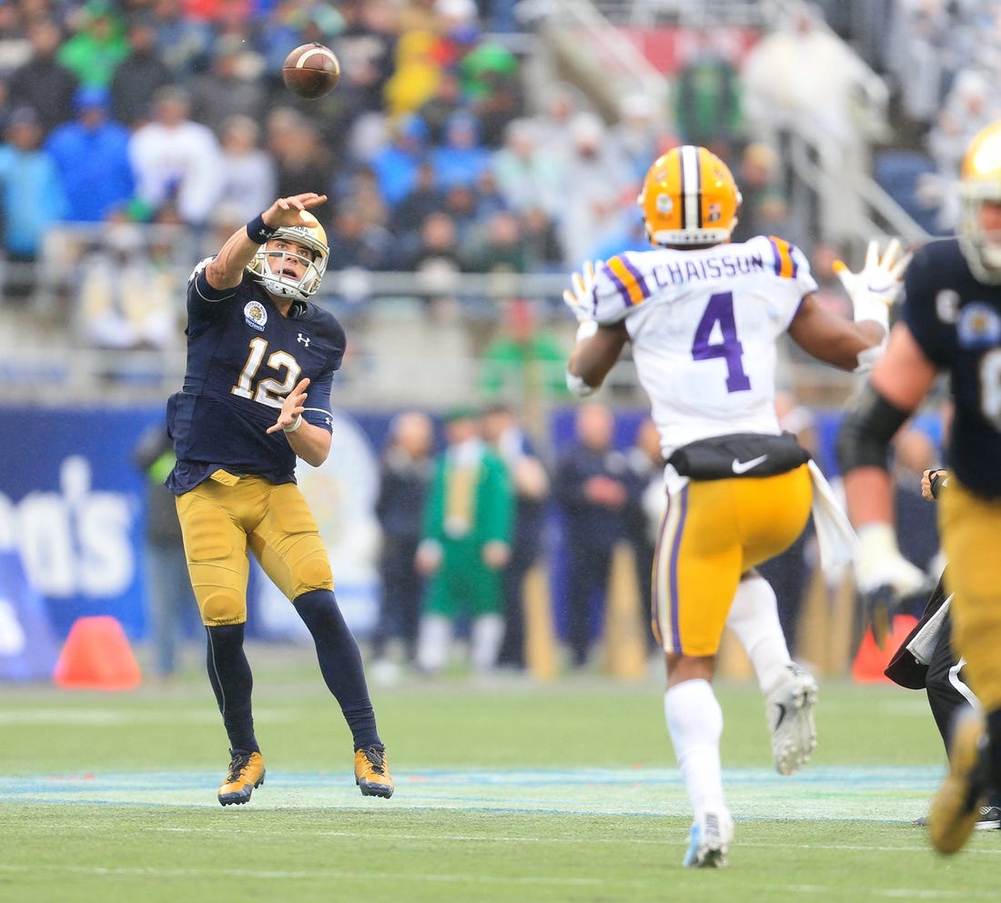 LSU linebacker K'Lavon Chaisson (4), seen here rushing the passer, will miss the rest of the season.